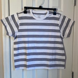 L.L. Bean Classic Misses Top - White & Navy Stripe - S Reg